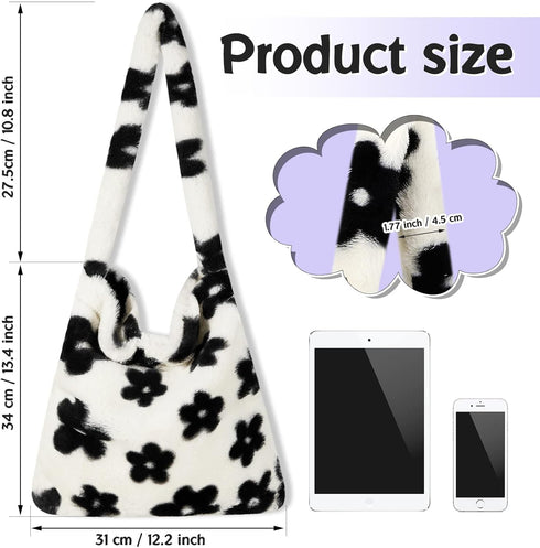 Plush Tote Bag Y2K Tote Bags for Girls Fluffy Shoulder Bag Women Furry Purse Handbag for Autumn and Winter...