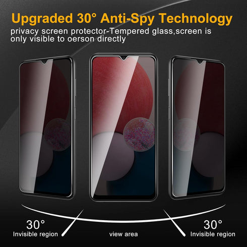 3 Pack Privacy Screen Protector for Samsung Galaxy A12/A13/A13 LTE/A32 5G/A03S/A02S, Anti Spy Tempered Glass 9H Hardness, Black Protector Anti Spy...