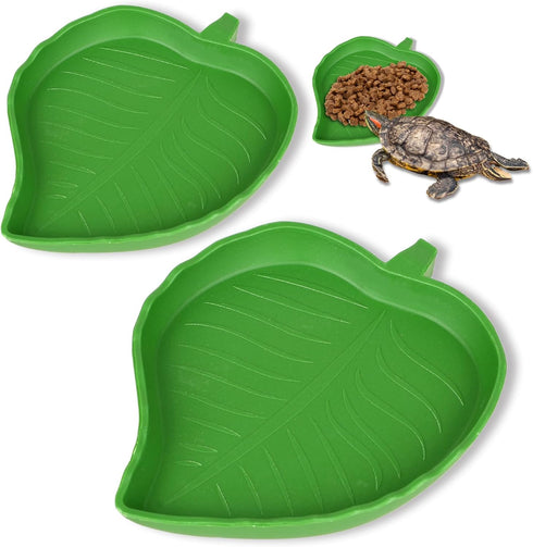 2 Pcs Turtle Water Bowl Reptile Bowls Reptile Food Dish Leaf Shape Turtle Bowl Reptile Food Water Bowl Reptile Plate Dish Drinking Bowl Flat Drink...