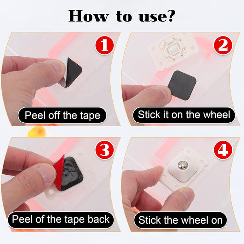 32 PCS Self Adhesive Caster Wheels,Mini Swivel Wheels Stainless Steel Paste Universal Wheel,360 Degree Rotation Sticky Pulley,Small Adhesive Wheel...