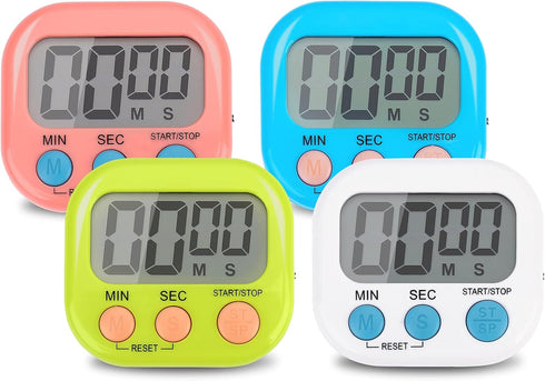 4-Piece Multi-Function Electronic Timer, Learning Management, Suitable for Kitchen, Study, Work, Exercise Training, Outdoor Activities(not Includi...