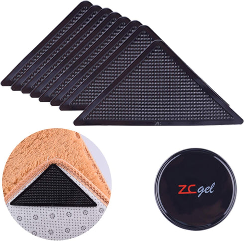 8 Pcs Rug Tape Hardwood Floor No Damage, Reusable Washable Grippers for Rugs, Carpet Tape for Area Rugs, Non Slip Rug Pads Grippers (Black...