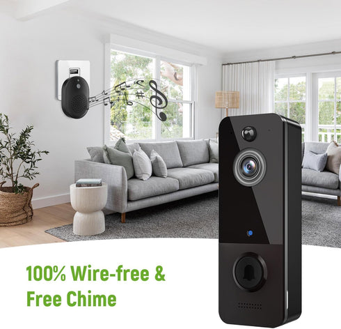 Video Doorbell Camera Wireless with Ring Chime, AI Human Detection, Live Image, Night Vision, Instant Alerts, 2-Way Audio, Outdoor Indoor Surveill...