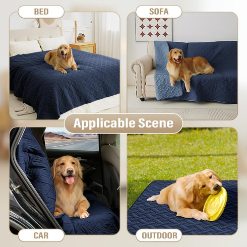 Dog Bed Cover for Pets Blankets Rug Pads for Couch Protection Waterproof Bed Covers Dog Blanket Furniture Protector Reusable Changing Pad (Navy Bl...