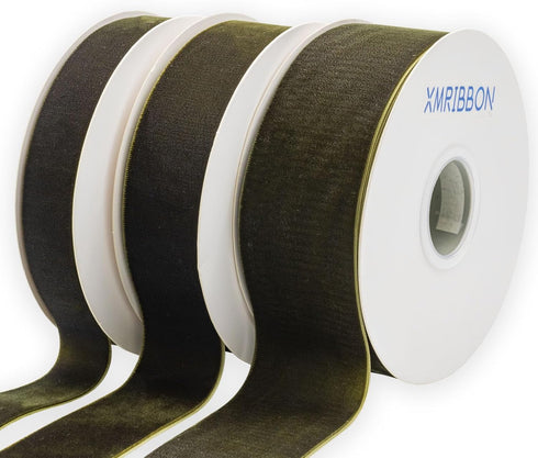 Olive Green Velvet Ribbon Single Sided,2 Inch by 10 Yards Spool...