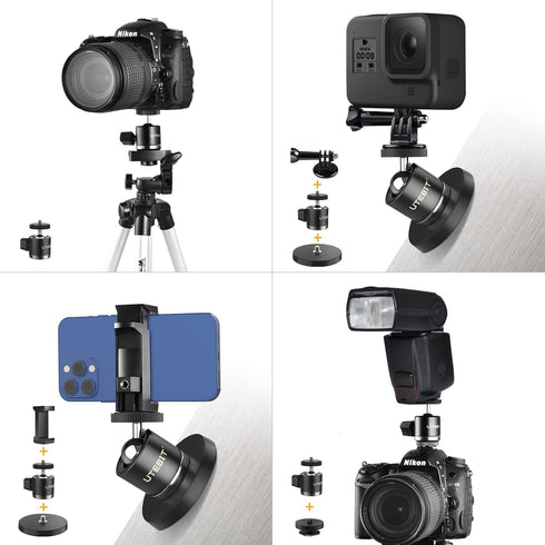 UTEBIT Magnet Camera Mount for Go Pro - 88MM Powerful Magnetic Base for Car, 360 Degree Rotation Ball Head, GoPro Adapter, Phone Holder, Compatibl...