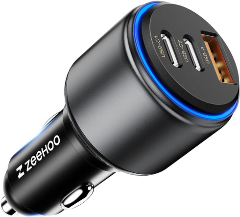 ZEEHOO Car Charger, 95W USB C Car Charger, Cigarette Lighter Charger, Fast Car Charger Adapter Compatible with iPhone 15 Pro Max Plus 14 13 12 Sam...