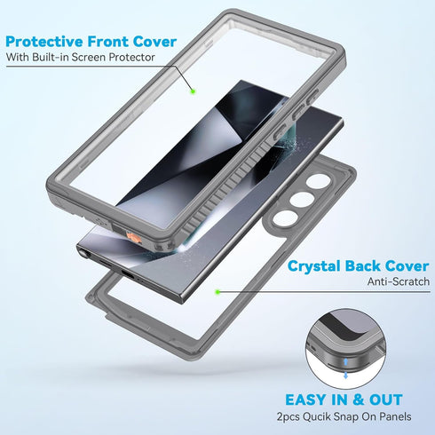 Lanhiem for Samsung Galaxy S24 Ultra Case, IP68 Waterproof Dustproof, Built-in Screen Protector, Rugged Full Body Shockproof Protective Cover for ...