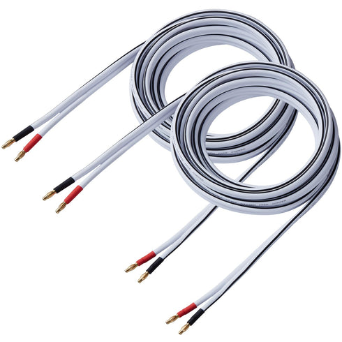 14 AWG HD Premium Soft Touch HiFi Speaker Cable with Banana Plugs (2 Pack, 6 Feet) 14 Gauge Banana Wire for Bi-Wire Bi-Amp HiFi Surround Sound Oxy...