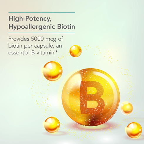 Nutricology Biotin 5000 Supplement - 5000mcg Biotin, Vitamins for Hair, Skin and Nails, High Dose, Vegetarian Capsules, Hypoallergenic, Gluten Fre...