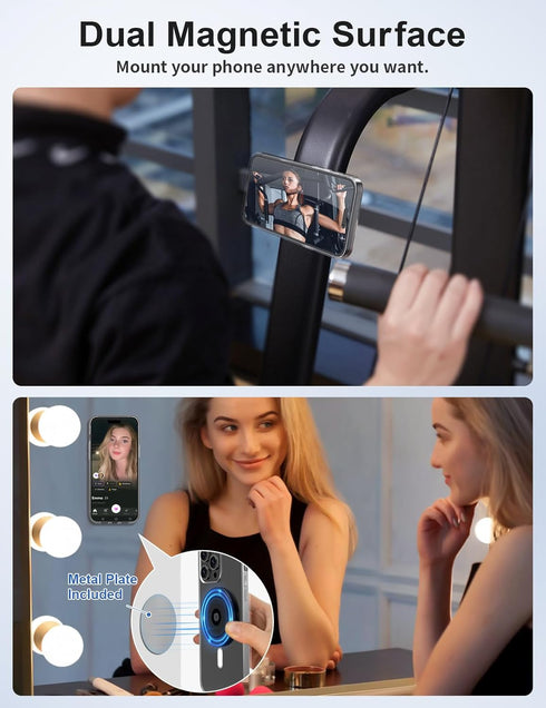 EWA MagOne Ultra (Plate Edition) Phone Grip Stand with Leather Finger Strap, Removable Magnetic Ring Holder Kickstand Loop, Double-Sided Magnetic ...