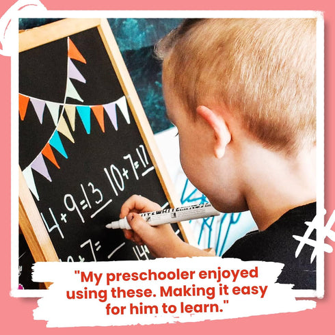 Chalkola White Chalk markers (6 Pack) - White Dry Erase Liquid Chalk Pens for Chalkboard, Blackboard, Window, Bistro, Car Glass, Board, Signs - Er...