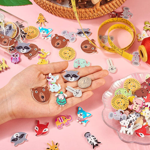 160Pcs Animal Theme Wood Buttons 2 Hole Cartoon Animal Wood Buttons Cute Decorative Wooden Buttons for DIY Clothes Sewing Scrapbooking Decor Craft...