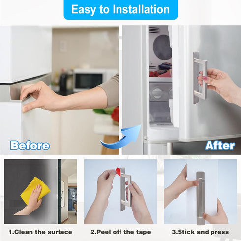 Self-Stick Adhesive Cabinet Handles - 6" Stainless Steel No-Drilling Easy Installation Handles for Cabinet Door Window Drawer & Refrigerator Micro...
