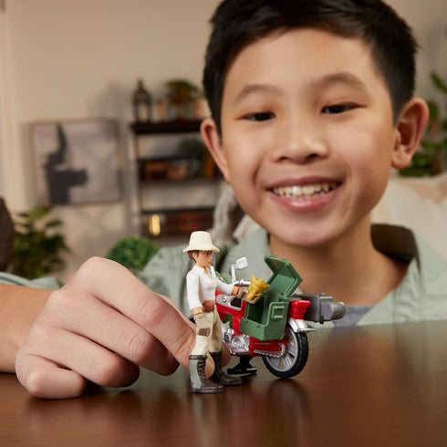 Indiana Jones Worlds of Adventure Helena Shaw Action Figure with Motorcycle Toy, 2.5-inch, Action Figures for Kids Ages 4 and Up...