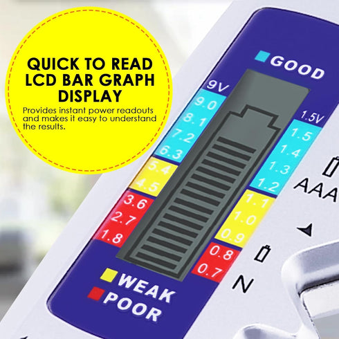 Battery Tester Universal Battery Checker with LCD Display Digital Multi Purpose Small Battery Checker for All Battery C AA AAA D N 9V 6F22 1.5V Bu...