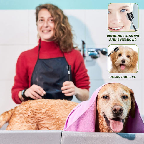 2Pcs Dog Eye Comb Tear Stain Remover Comb, Metal Double-Head Tear Stain Comb for Small Dogs Eye Booger Remover Puppy Cat Grooming Comb for Removin...