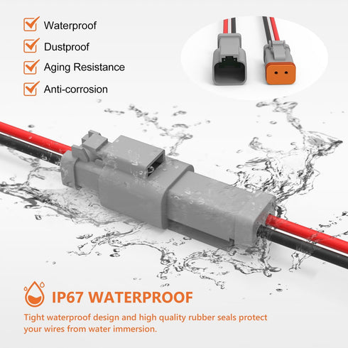 Deutsch DT 2 Pin Connector 5 Sets - 2 Way DT Automotive Waterproof Male Female Plug Wiring Harness for Car, Truck, Boats, LED Work Light, 16 AWG. ...