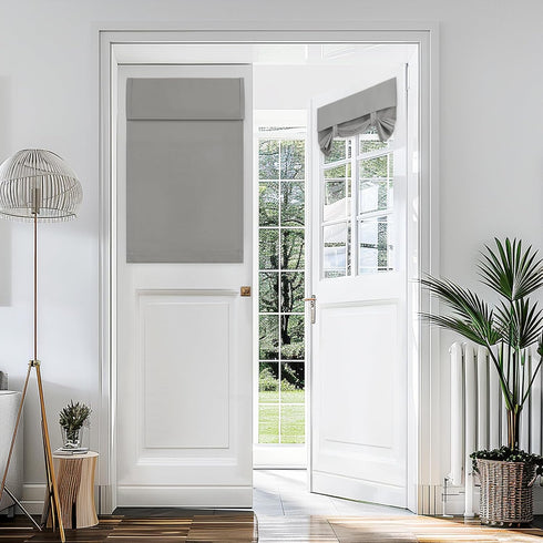 Small French Curtain Tricia Door Curtain Thermal Insulated Tie Up Shades for French Doors, Energy Efficient Light Blocking Window Coverings for En...