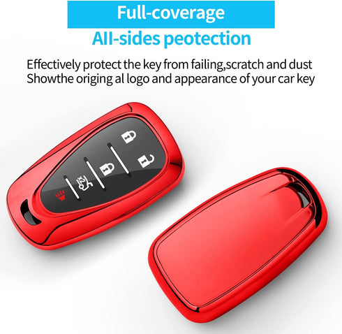 Sindeda for Chevrolet Key Fob Cover With Keychain Soft TPU Full Protection Key Shell Case Compatible with Chevrolet 2016-2024 Chevy Malibu Camaro ...