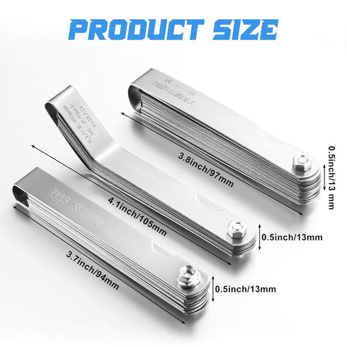 Weewooday 3 Pieces Stainless Steel Feeler Gauge Dual Marked Metric Offset Valve Thickness Gauge 32-Pieces/ 26-Pieces/ 16-Pieces Feeler Gauge for M...