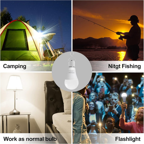Rechargeable Light Bulbs, Emergency Battery Light Bulb for Power Outage, Battery Operated Light Bulbs 2000mAh Battery Backup 850Lumens 9W 60W Equi...