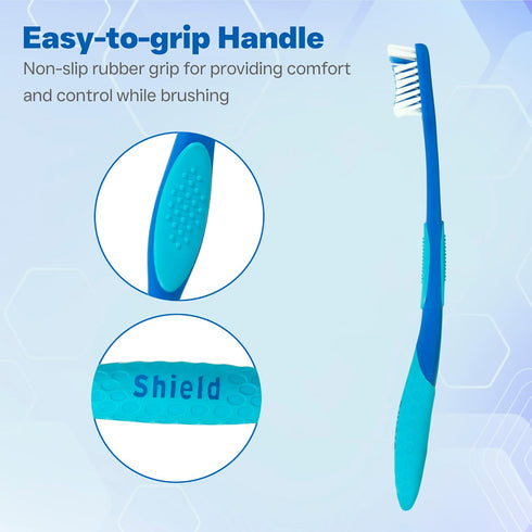 Pro-Clean Toothbrush with Small Head for Better Reach (Family Care - Medium Bristles) Individually Wrapped - 4 Colors - 4 Count (Pack of 1)...