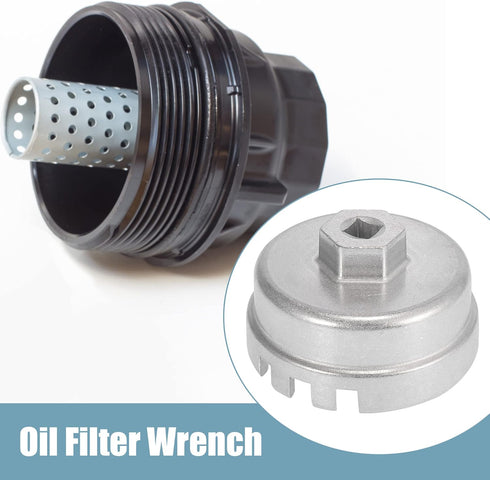 X AUTOHAUX Oil Filter Cap Wrench 14 Flutes 6 Slots 64.5mm Oil Filter Cap Removal Tool for Toyota Camry RAV4 Highlander 2.5L-5.7L Engine Silver Ton...