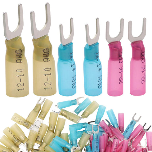 150pcs Nylon Insulated Heat Shrink Fork Connector Wire Electrical Crimp Fork Terminal Connector (12-10AWG,14-16AWG,18-22AWG)...
