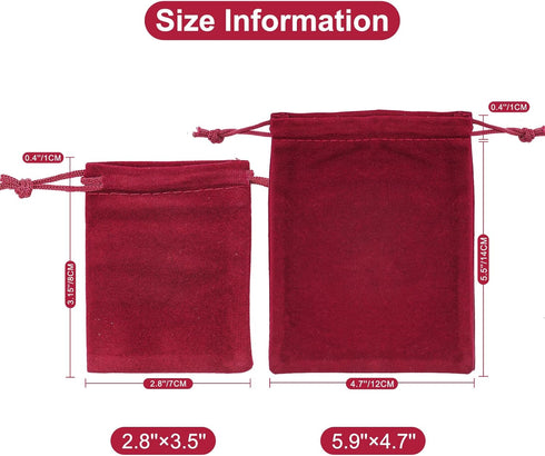 G2PLUS Red Velvet Jewelry Pouches, 20PCS Small Velvet Gift Bags with Drawstring, Wine Red Christmas Gift Bags for Wedding Favors, Candy Bag, Party...
