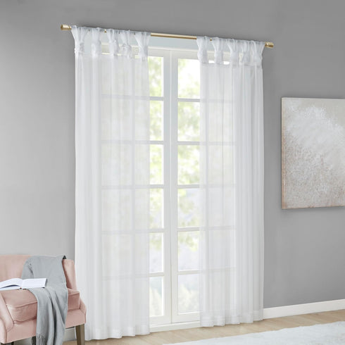 Madison Park Ceres DIY Twisted Tab Sheer Curtain, Pair Panels, Lightweight Window Treatment, Voile Privacy, Light Filtering Drape for Bedroom and ...