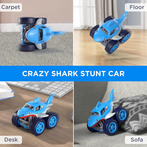 MaxTronic Mini Remote Control Car, 4WD 2.4Ghz Remote Control 360° Rotating Built-in Rechargable Battery Fast Mini Stunt RC Car, Shark Car Truck To...