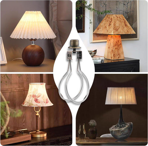Lamp Shade Holder,Lamp Shade Light Bulb Clip Adapter,Clip On Lampshade Adapter Includes Finial and Lampshade Levellers,Spring Clip for Light Bulb ...