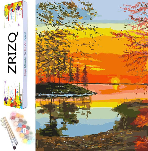 ZRIZQ Paint by Number for Adults Beginners,Sunset Tree Paint by Numbers Kits on Canvas,DIY Oil Painting Acrylic Paints for Home Wall Art Decor(12x...