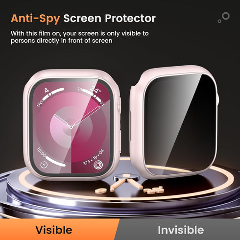 Goton Waterproof Privacy Case for Apple Watch Series 9 8 7 6 5 4 SE Ultra 40mm 44mm 41mm 45mm 49mm, Hard PC Bumper Tempered Glass Screen Protector...