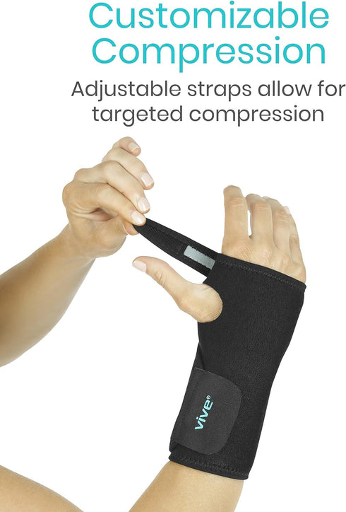 Vive Wrist Brace - Carpal Tunnel Hand Compression Support Wrap for Men, Women, Tendinitis, Bowling, Sports Injuries Pain Relief - Removable Splint...
