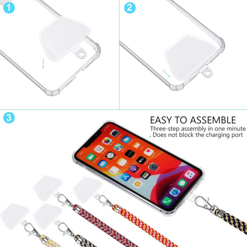 Weewooday 4 Pieces Universal Cell Phone Lanyard Around The Neck Phone Lanyard Crossbody Adjustable Nylon Phone Lanyard Patch with Neck Strap for M...