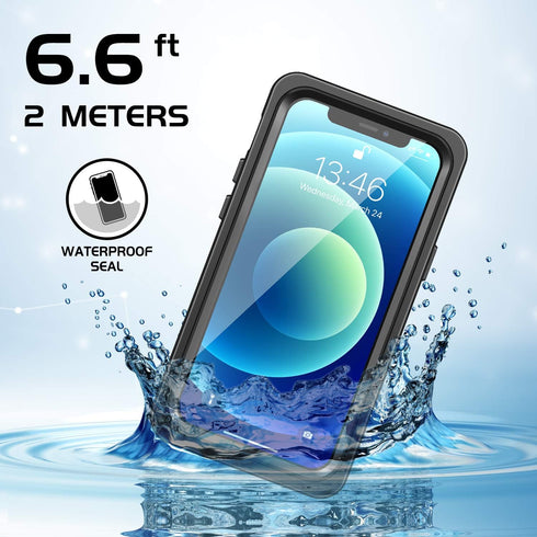 iPhone 12 mini Waterproof Case, Shockproof Dustproof Snowproof Fully-Body Protective Cover with Screen Protector Clear Back New Designed for iPhon...