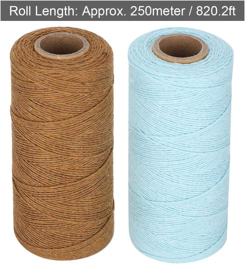 Pure Cotton Yarn, 2 Rolls 8/4 Warp Thread Knit Yarn 250m Tensile Resistant Weaving Loom Cotton Thread for Knit Carpets, Ribbons, Carpets, Blankets...