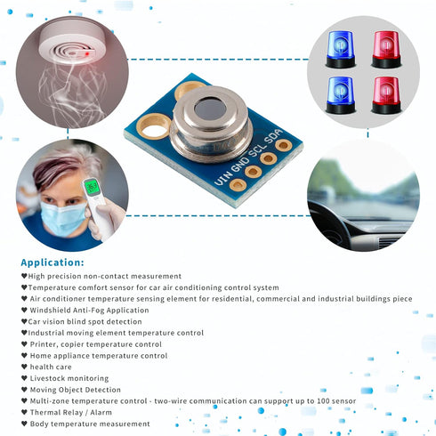 GY-906 MLX90614 Non-Contact IR Infrared Temperature Sensor Module IR Temperature Acquisition Module High Precision High Resolution Infrared Temper...