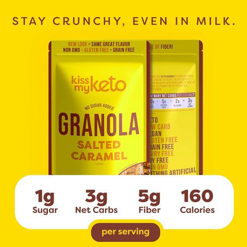 Kiss My Keto Granola Cereal – Salted Caramel Keto Granola Low Carb Cereal (2g-Net) Low Sugar Granola – Grain Free Granola Keto Cereal, Gluten Free...