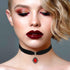Halloween Black Velet Choker Necklace for Women, Vintage Royal Court Gothic Necklace, Vampire Red Rhinestone Choker, Halloween Costume Jewelry for...