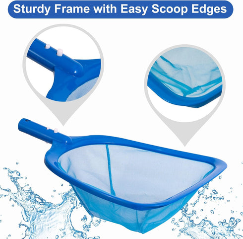 2 Pack Pool Skimmer Net, Durable Fine Mesh Pool Net Skimmer with Semi-deep Netting bag, Professional Pool Nets for Cleaning, Swimming Pool Leaf Sk...