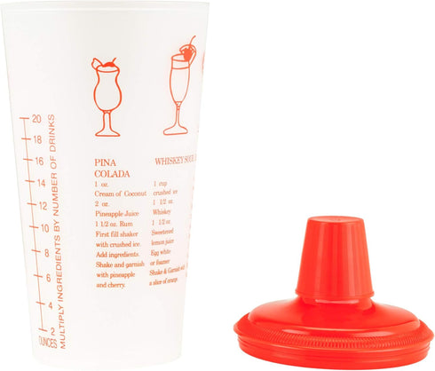 Collins Red Cocktail Recipe Shaker with Cap and Built In Strainer, 30 oz...