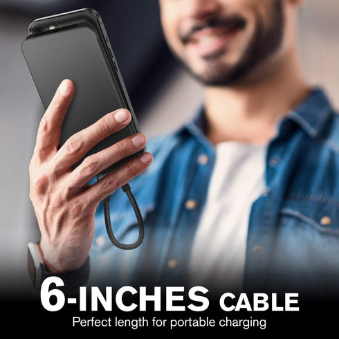 VENA USB C to Lightning Cable - 6 inch (2 Pack), (Apple MFI Certified) 18W Fast Charge Power Delivery Nylon Braided Apple Charger Compatible with ...