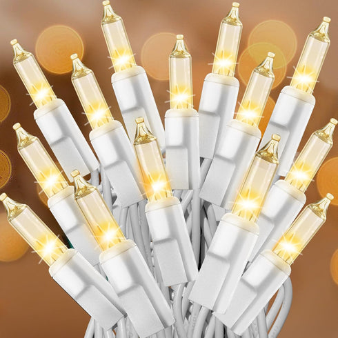 Clear Christmas Lights 33FT 100 Incandescent Bulbs Warm White Mini Lights with White Wire for Christmas Tree, Garland, Thanksgiving, Wedding, Part...
