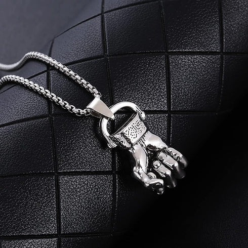 Men's Punk Pendant Necklace Jewelry for Men with 23.6'' Stainless Steel Square Pearl Chain...