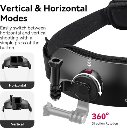 Head Strap Mount for Gopro iPhone - ULANZI CM27 2 in 1 POV Sets Support Vertical Shots Vlog Video Accessories for Gopro Hero 12 11 10 9 8 7 Black/...