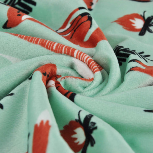 BORITAR Fox Baby Blanket Soft Minky with Double Layer Dotted Backing Ultra Soft and Cute Kids Blanket for Toddler Bed, 30 x 40 Inch Green...