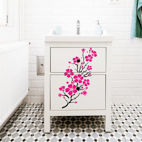 6 PCS Vine Leaf Rose Stencil Cherry Blossom Stencil Bird Tree Branch Stencils Reusable Floral Flower Stencils for Painting on Wood Furniture Canva...